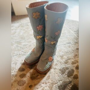 Vintage Sandra Blue Flower Boots